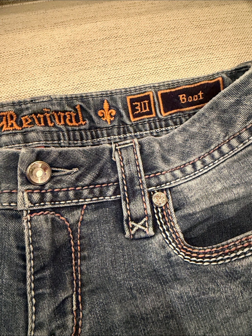 Rock Revival “LUZ” Distressed Boot Cut Light Blue Flare Jeans - Picture 2 of 7
